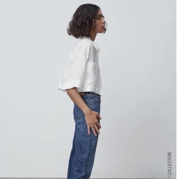 Zara | Tops | Zara Cropped Poplin Shirt 